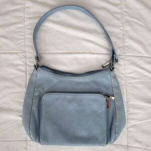 Elegant Blue Leather Shoulder Bag